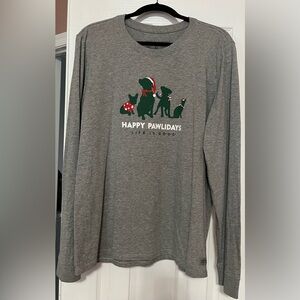 Life is Good holiday dog  t-shirt - Happy Pawlidays - super soft, size XL